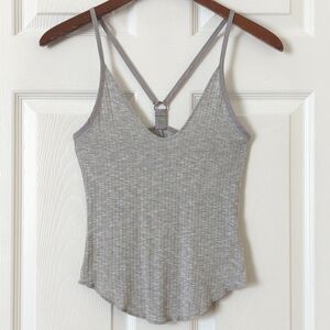Kimchi Blue Urban Outfitters Light Ribbed Knit Strappy Tank Top Heather Gray XS